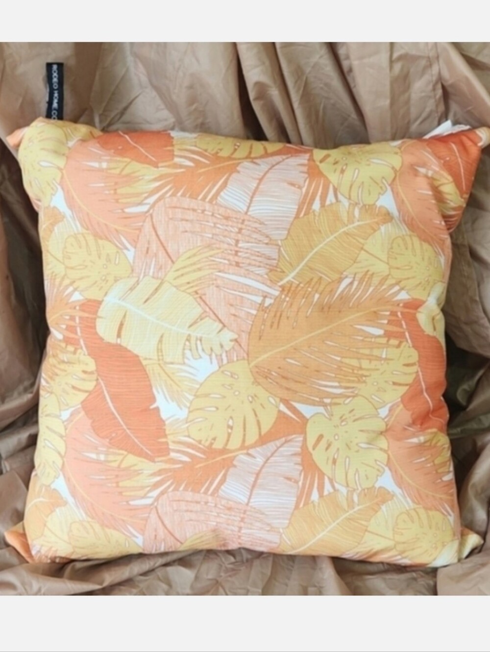 NWOT Rodeo Home Orange Yellow White Palm Leaves Throw Pillow